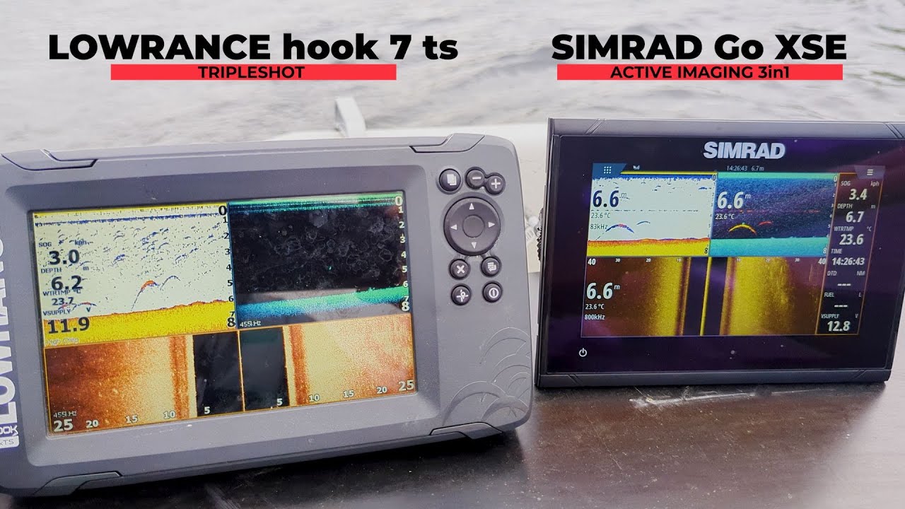 Echolotų palyginimas: Lowrance Hook 7 su tripleshot sonaru ir Simrad su Active imaging 3 in 1 sonaru