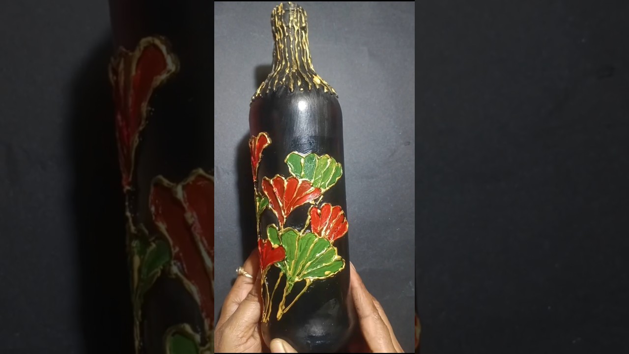 Glue gun Craft on Glass Bottle 🍾