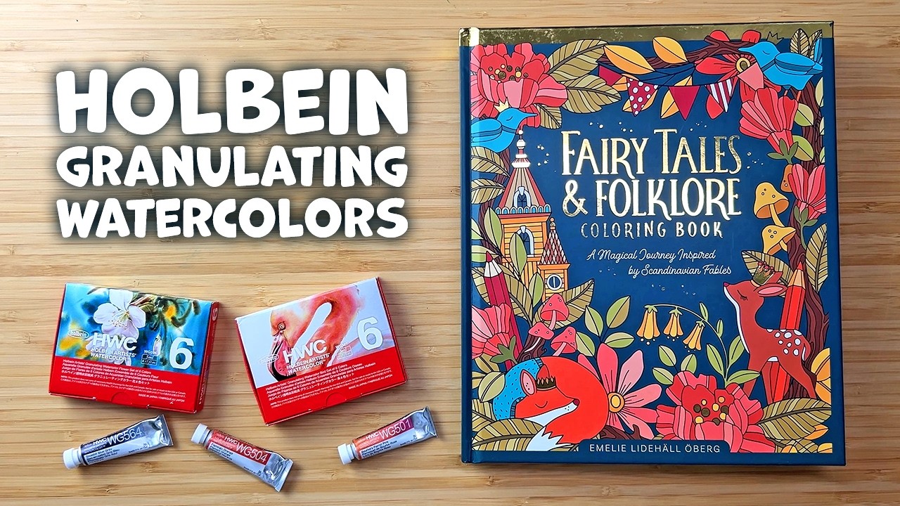 Relaxing Coloring Session 🌿 Holbein Granulating Watercolors | Fairy Tales & Folklore | ASMR