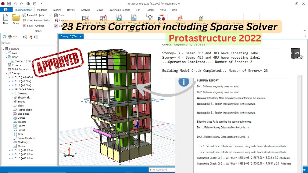 Protastructure __How to Correct 23 Errors including Sparse Solvers/, in RC Building Design