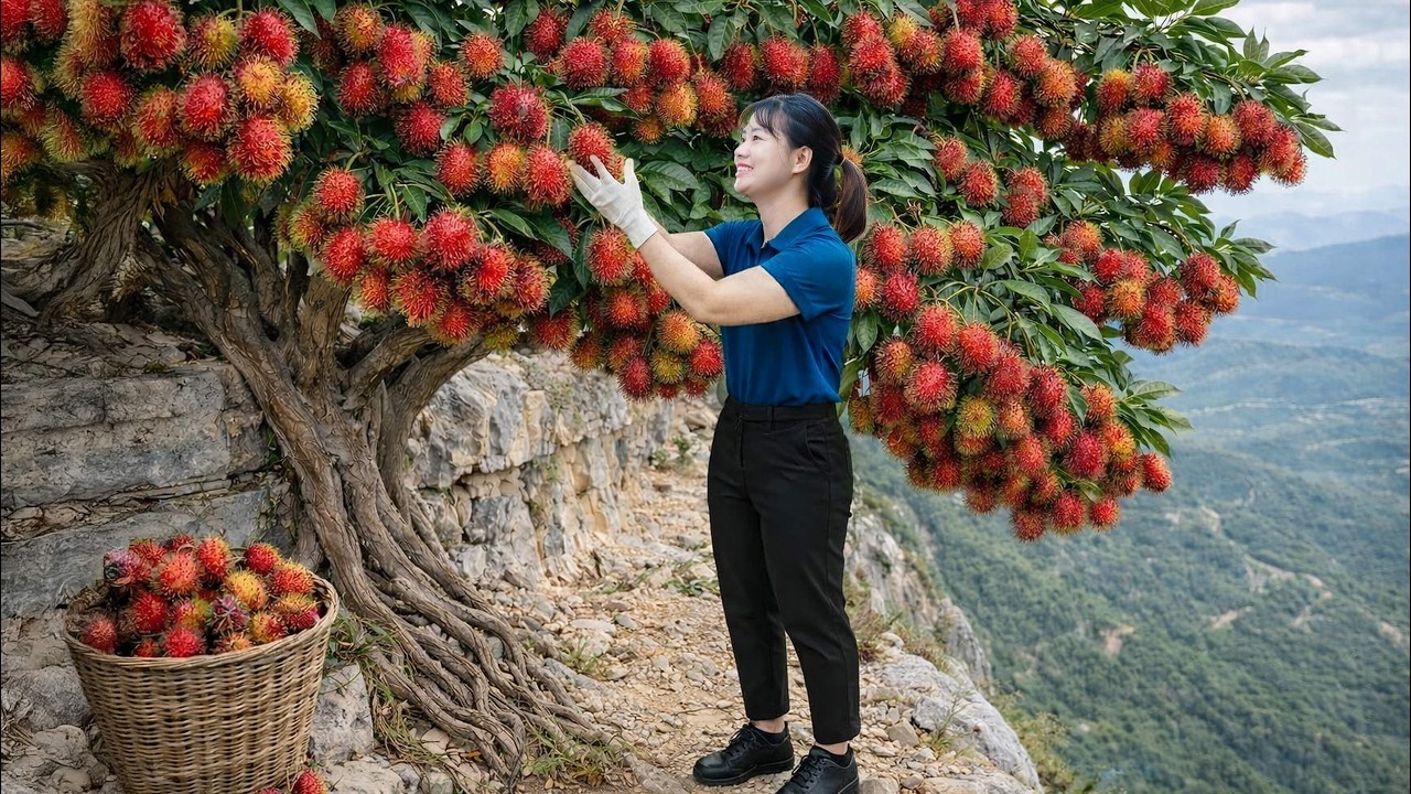 COLHENDO RAMBUTAN RARO nas Montanhas do Vietnã | Fruta Exótica de Alto Valor no Mercado!