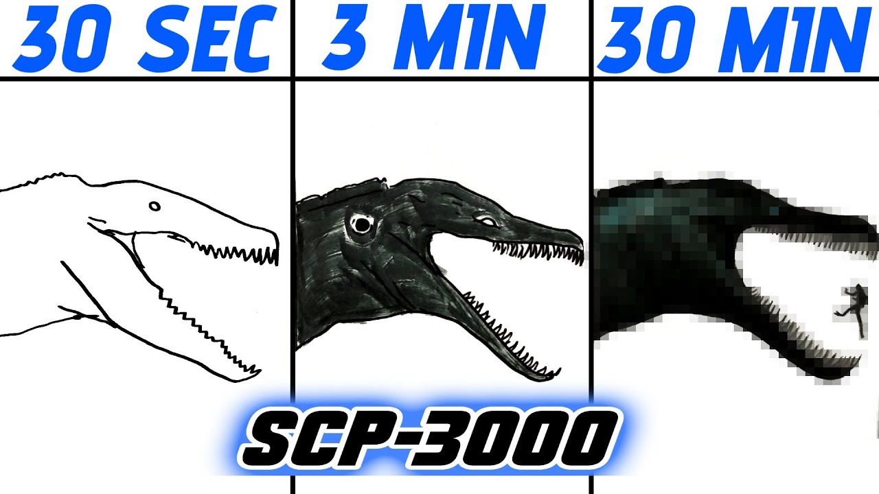 Рисование SCP-3000 за 30 секунд, 3 минуты и 30 минут | Художественный челлендж «Морской ужас» от ...