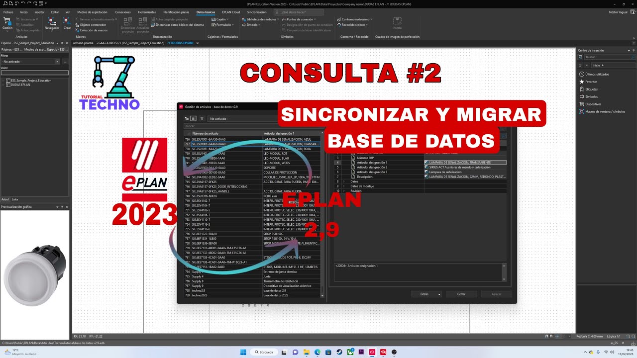 CONSULTA Nº2 : ¿Cómo migrar y sincronizar la base de datos de EPLAN V2.9 con EPLAN 2023?
