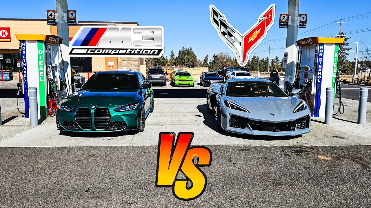 CORVETTE C8 Z06 2024 ГОДА ВЫЗЫВАЕТ НА ГОНКУ BMW M3 2022 ГОДА! (Величайшая гонка с переворотами!)