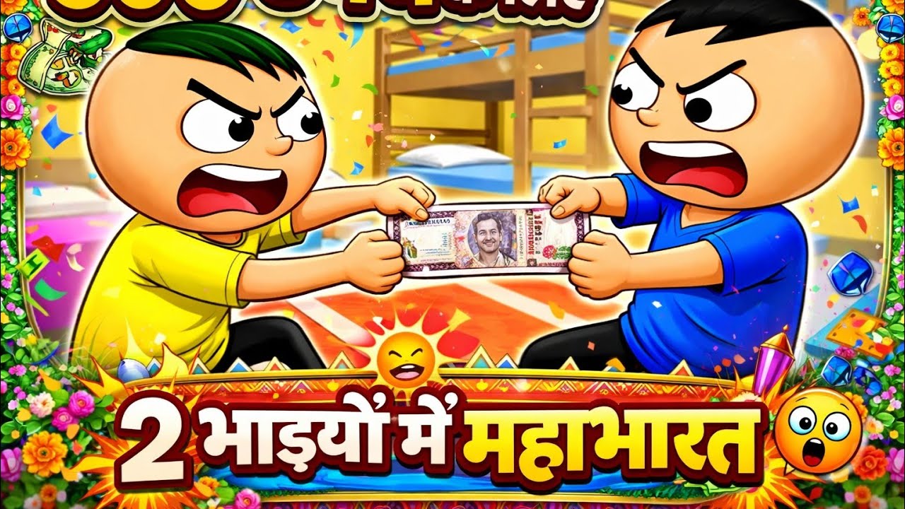 500 रुपये के लिए 2 भाइयों में महाभारत 😂 | Desi Funny Cartoon Video | भाई बना दुश्मन 🤣