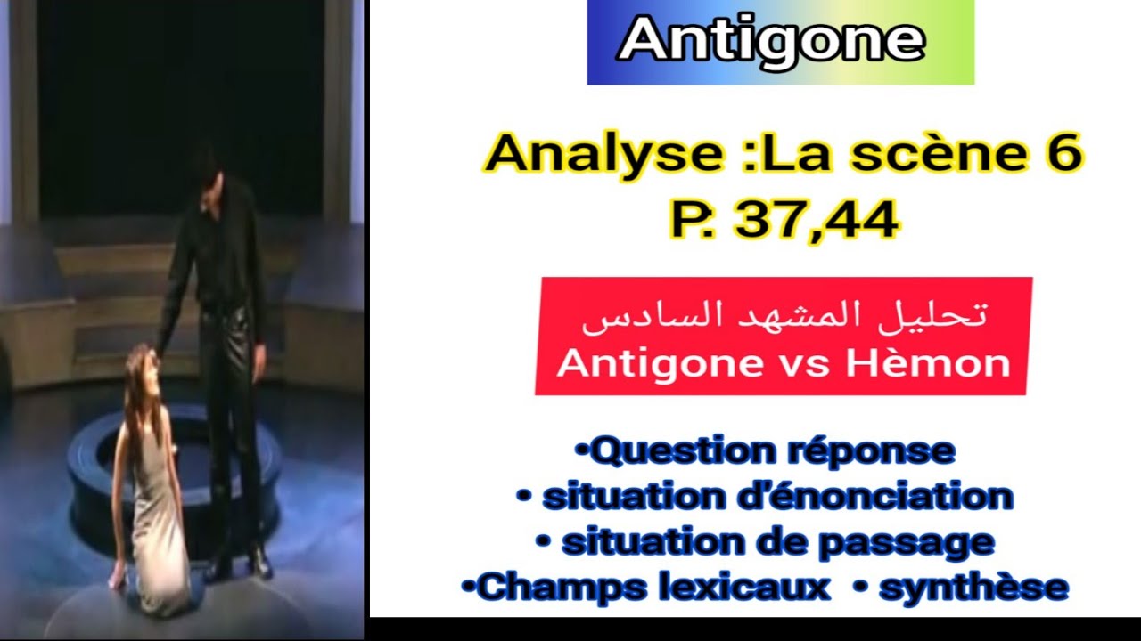 1bac Antigone analyse la scène 6 تحليل المشهد السادس page: 37,44 question /réponse