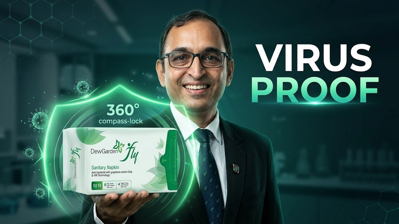 Vestige Sanitary Napkin DewGarden Fly Demo – 360° Leak Lock & Virus Protection By Manish Patel