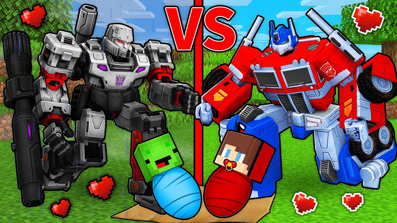 JJ and Mikey: GOOD vs EVIL Transformers Family Battle in Minecraft - Maizen