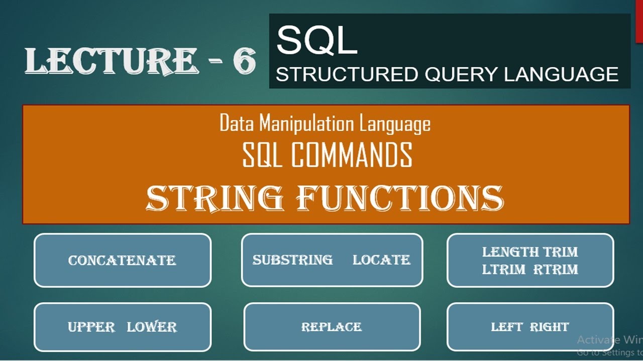 String functions in SQL  CONCAT, TRIM, SUBSTRING, REPLACE, LENGTH, LEFT, RIGHT, LOCATE, INSTR #sql