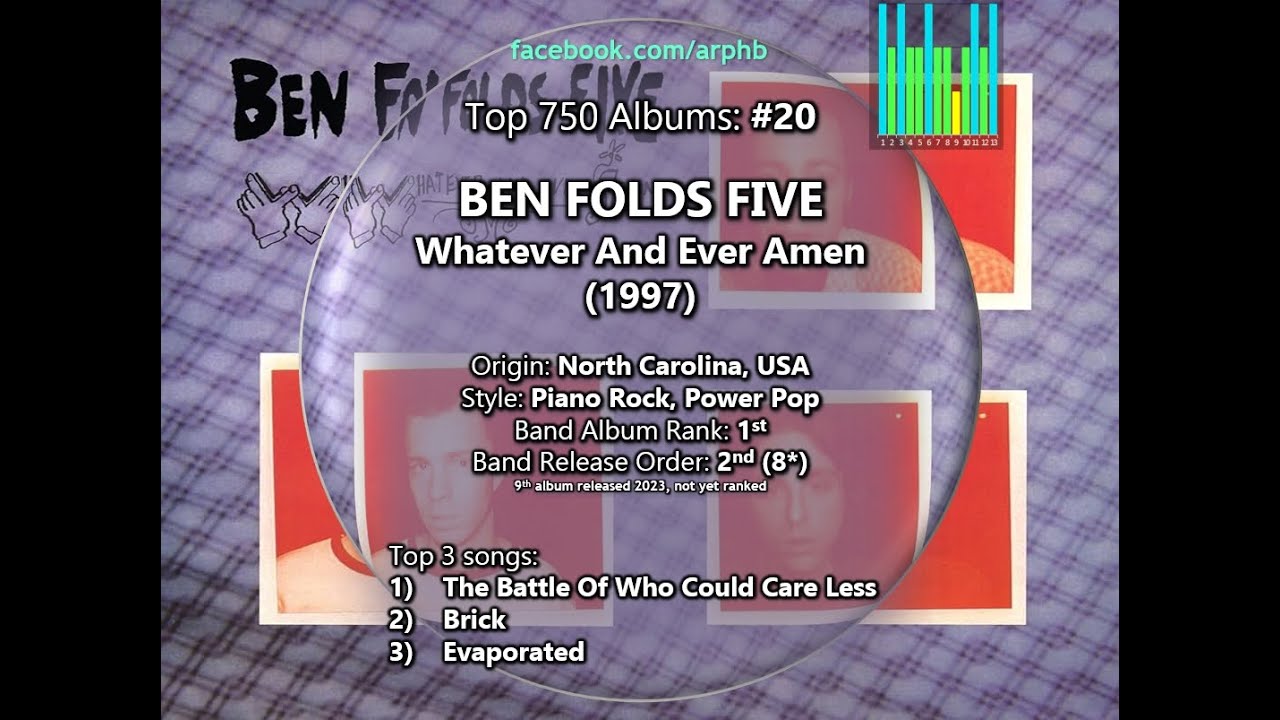 My Top 750 Albums: 20. Ben Folds Five - Whatever And Ever Amen (1997)