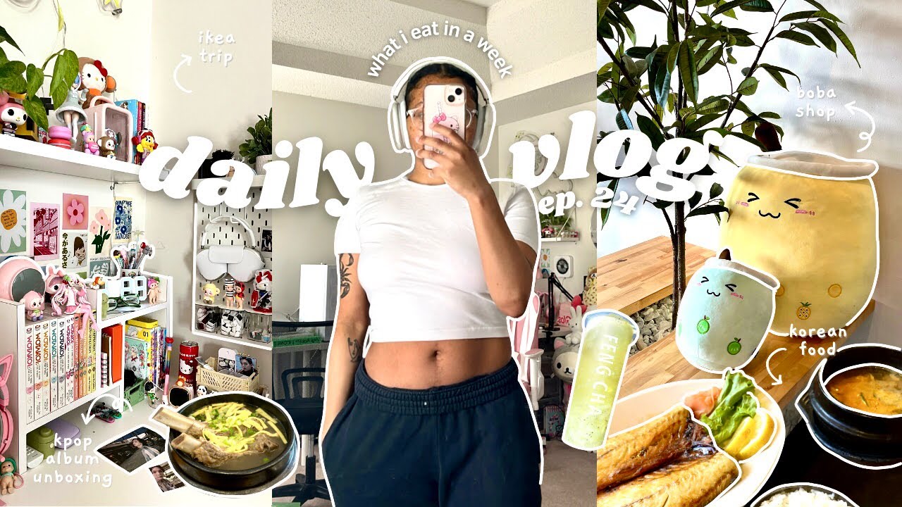 what i eat in a week vlog 🍵: grocery shopping, cooking with friends, ikea trip, album unboxing, etc.