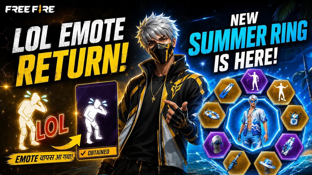Lol emote return and new summer ring /Zynthplays/ #freefire #home #newevent #trending 