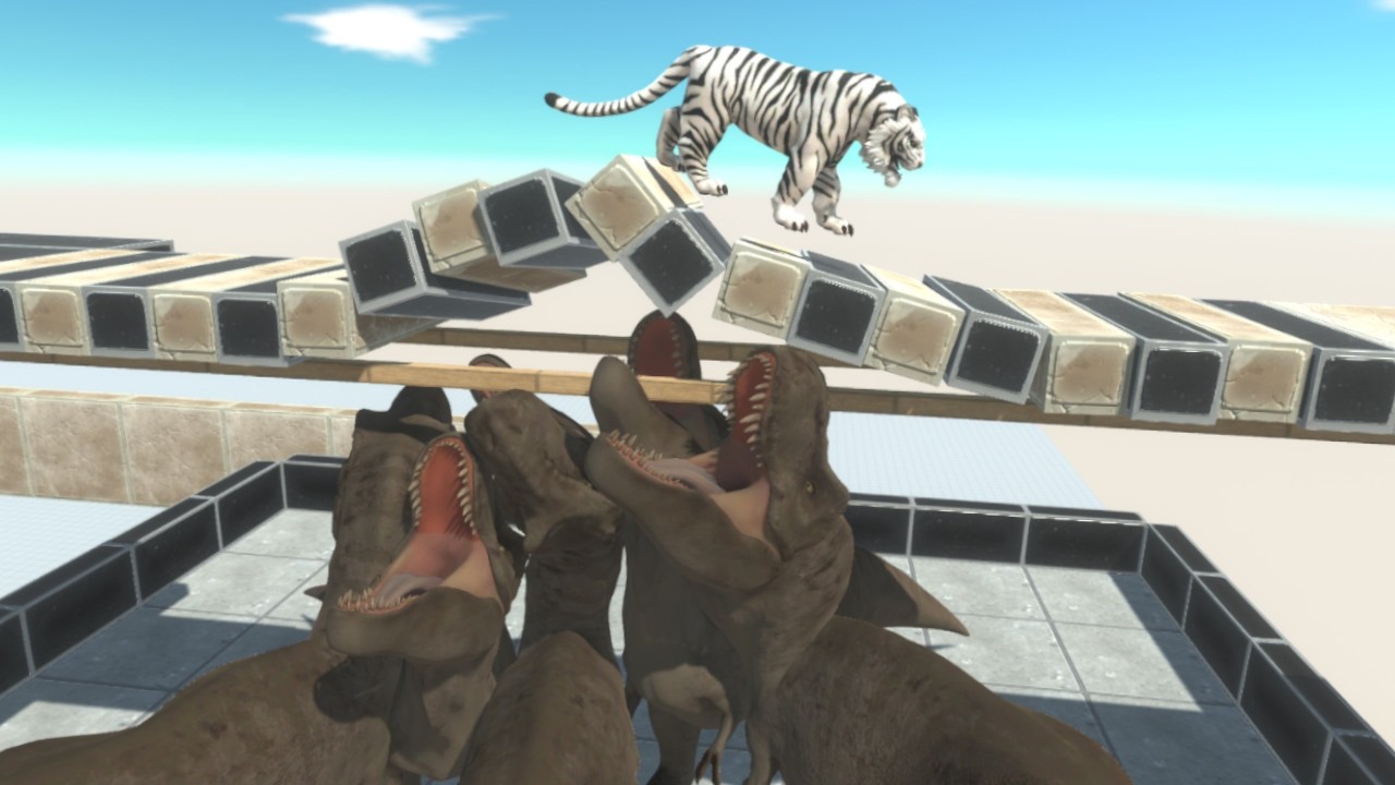 Which Unit can pass the Shifting T-rex Bridge? - Animal Revolt Battle Simulation