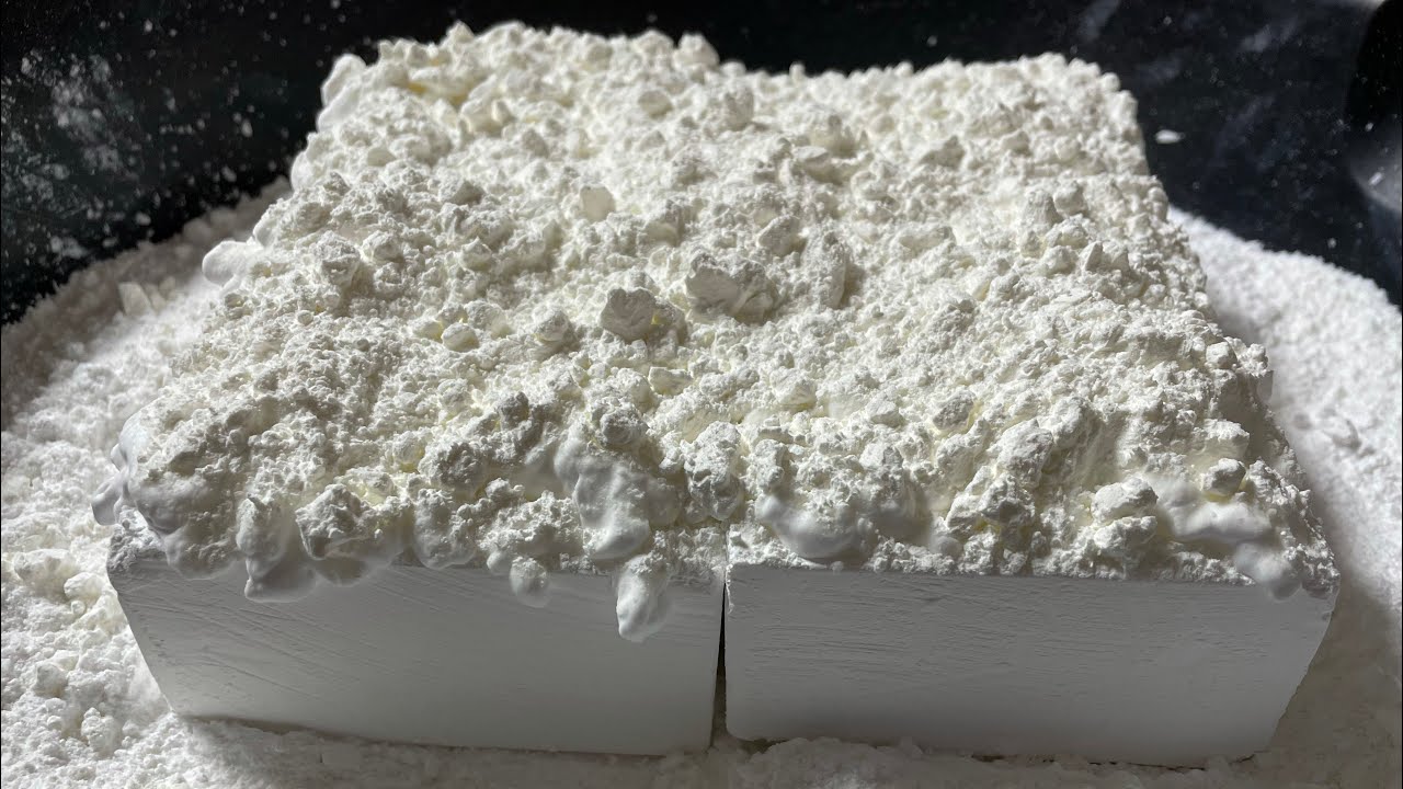 4 Blocks of Fresh Gym Chalk Topped With Shaving Cream & Cornstarch | Collab With @smile_asmr5035