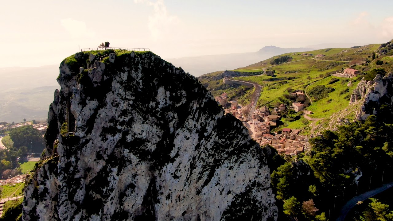 Sicily, Caltabellotta Conte-Luna Castle Aerial Photography