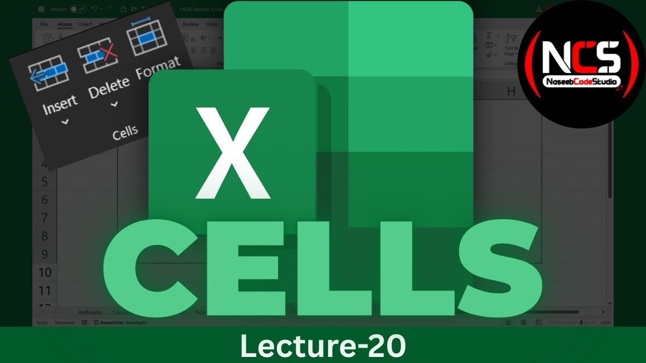 MS Excel Home Tab Cells Group | Insert Delete Cells, Rows, Columns, Sheets | Excel Full Course Lec20
