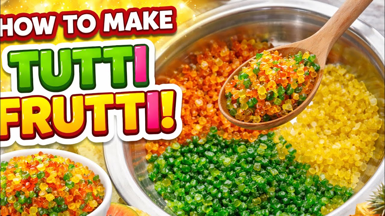 🍬 Homemade Tutti Frutti Recipe | Easy & Colorful Candied Fruit for Cakes, Ice Cream & Desserts!