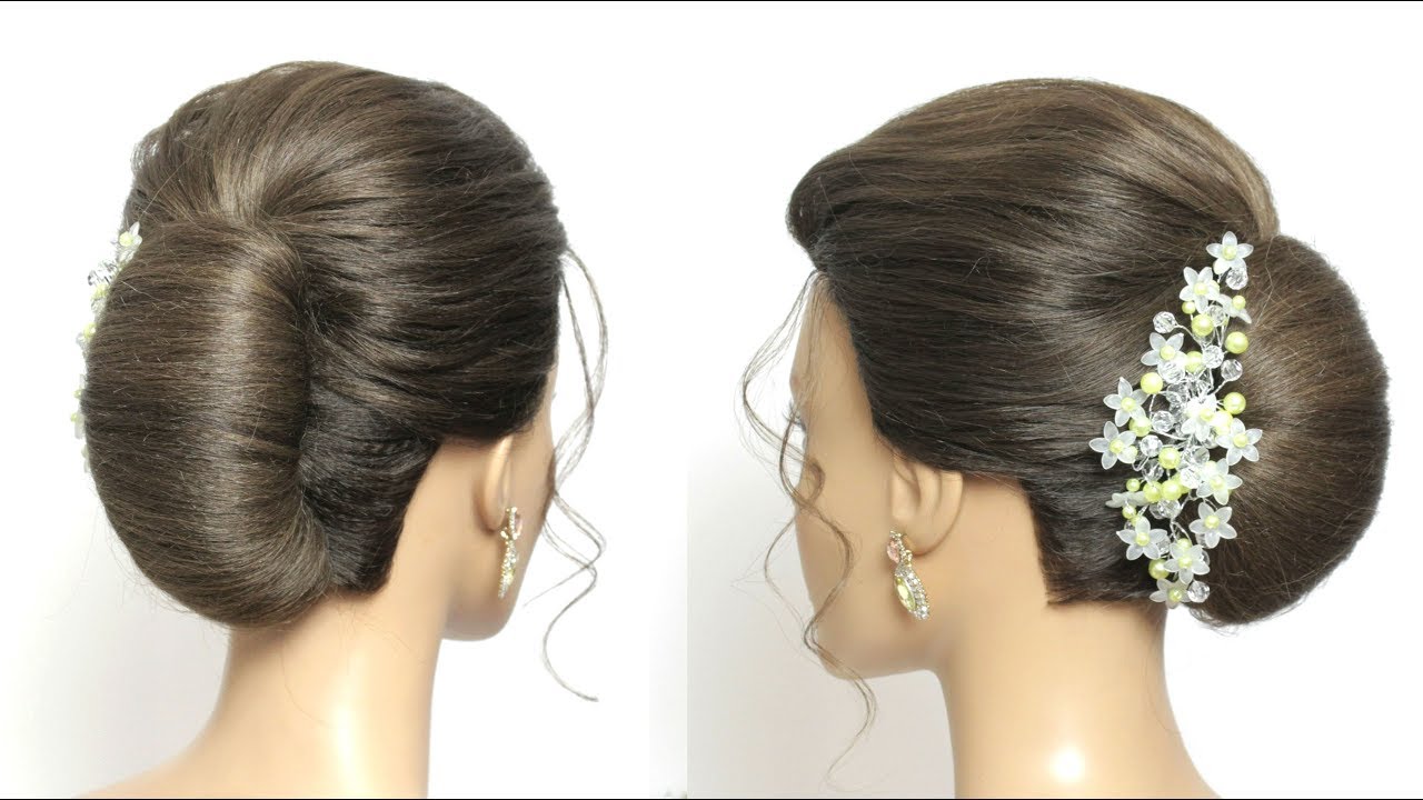 Simple French Roll Updo. Easy Bridal Hairstyle For Long Hair Tutorial
