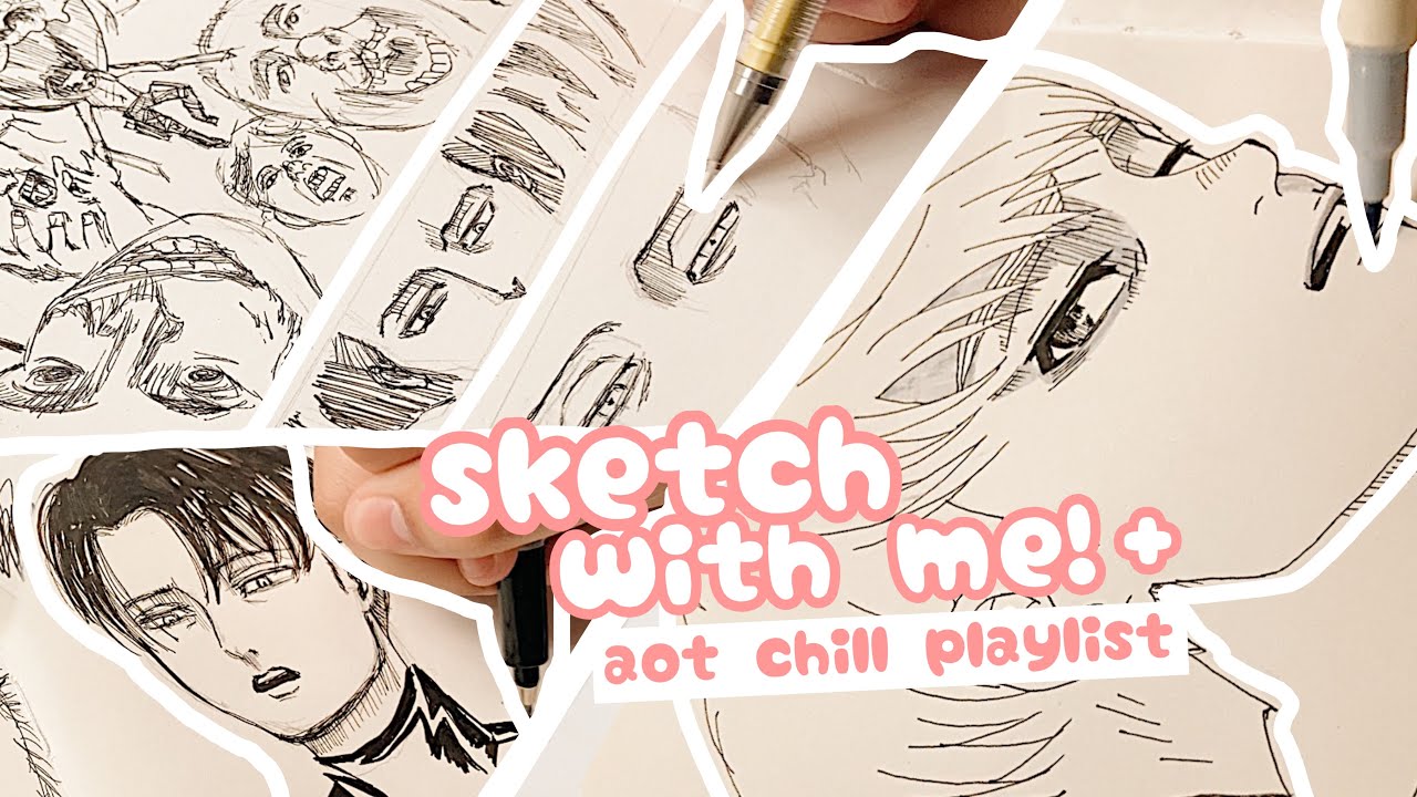 ☕️ :: sketch with me in my anime journal! + aot chill playlist