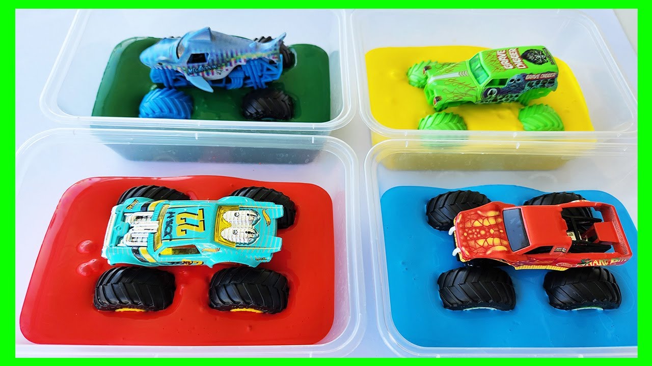 Monster Trucks and Colors Painting. Monster Trucks for Toddlers - Paint and Learn Colors
