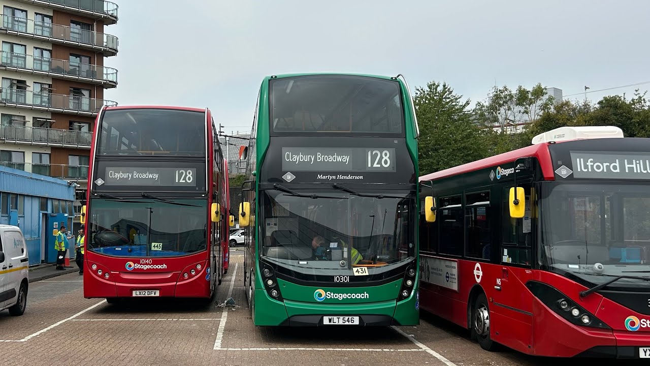 FULL ROUTE VISUAL|Stagecoach London Bus Route 128|Claybury Broadway - Romford Station|10301(WLT 546)