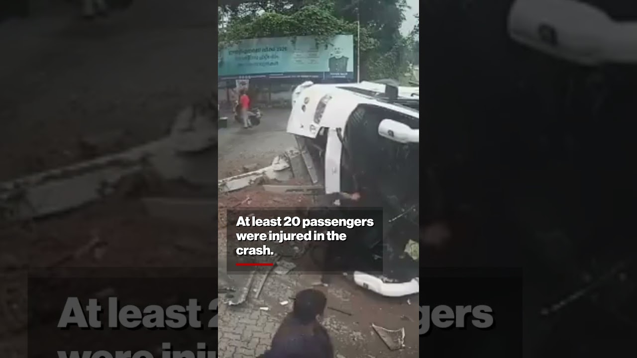 Moment Driver Cheats Death As Bus Comes Crashing Into Petrol Pump #shorts