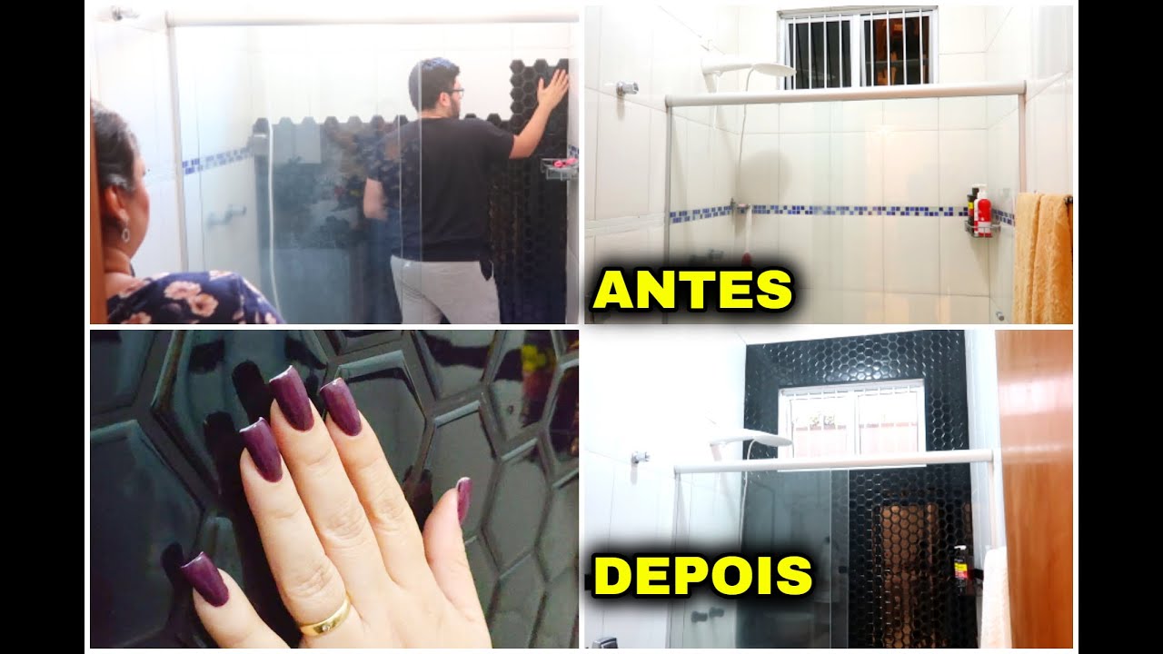 INSTALAMOS PASTILHAS ADESIVA NO BANHEIRO - RESULTADO FICOU INCRÍVEL