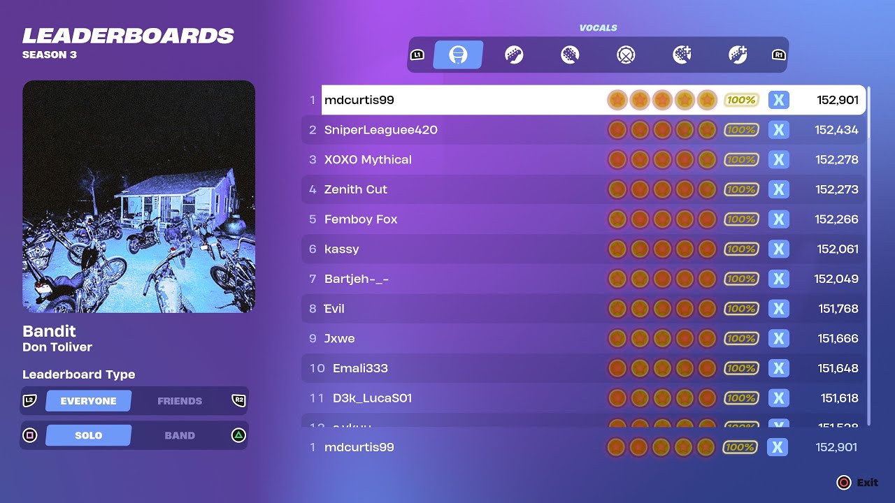 [Fortnite Festival S3] Bandit Expert Vocals 100% FC World Record