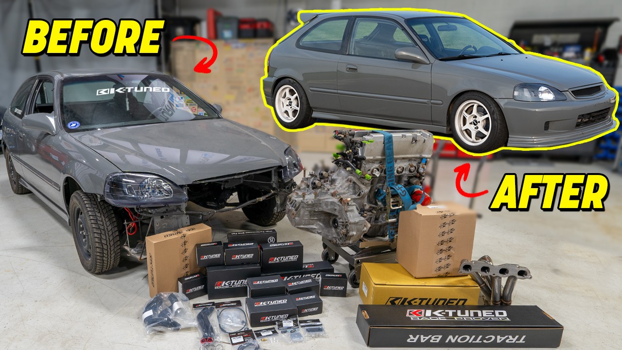 Сборка Honda Civic K-Swap за 2000 долларов за 29 минут