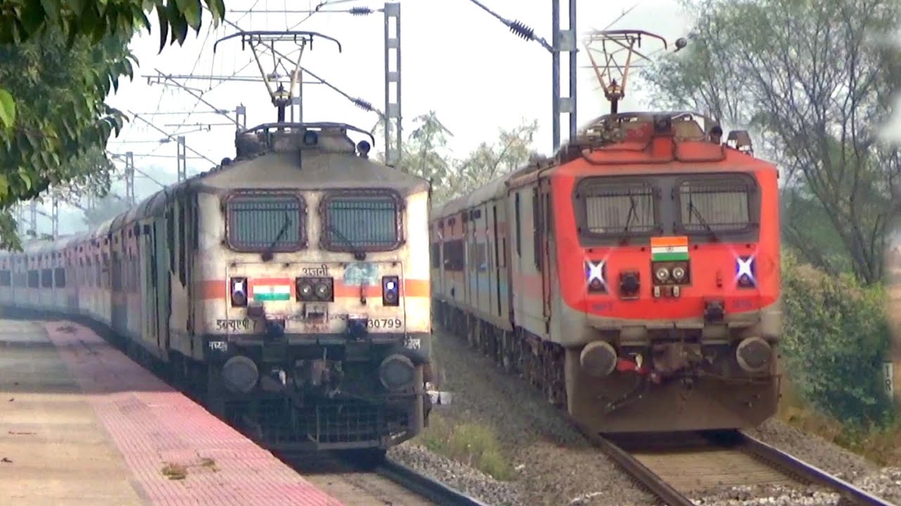 🔥 Indian Railways 100 KMPH WAP7 Express Train Speed Videos with Sound | Fastest Train Crossing Video