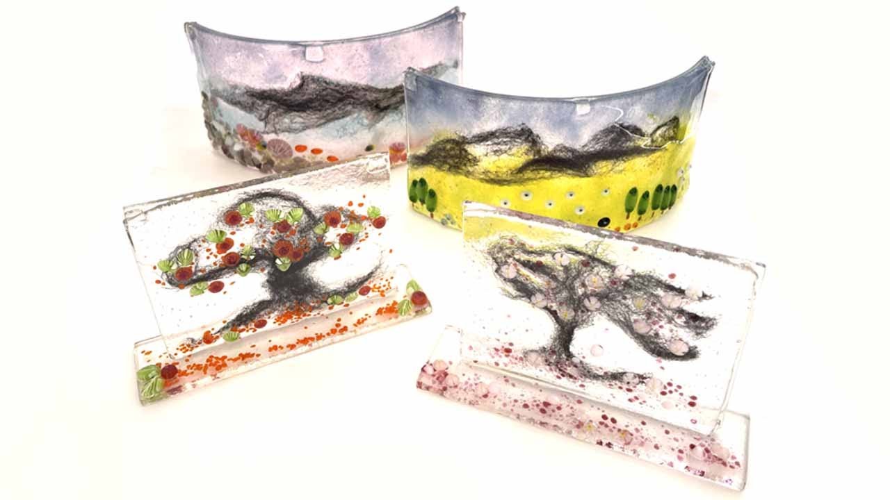 Fused Glass Wire Wool Inclusion Landscapes