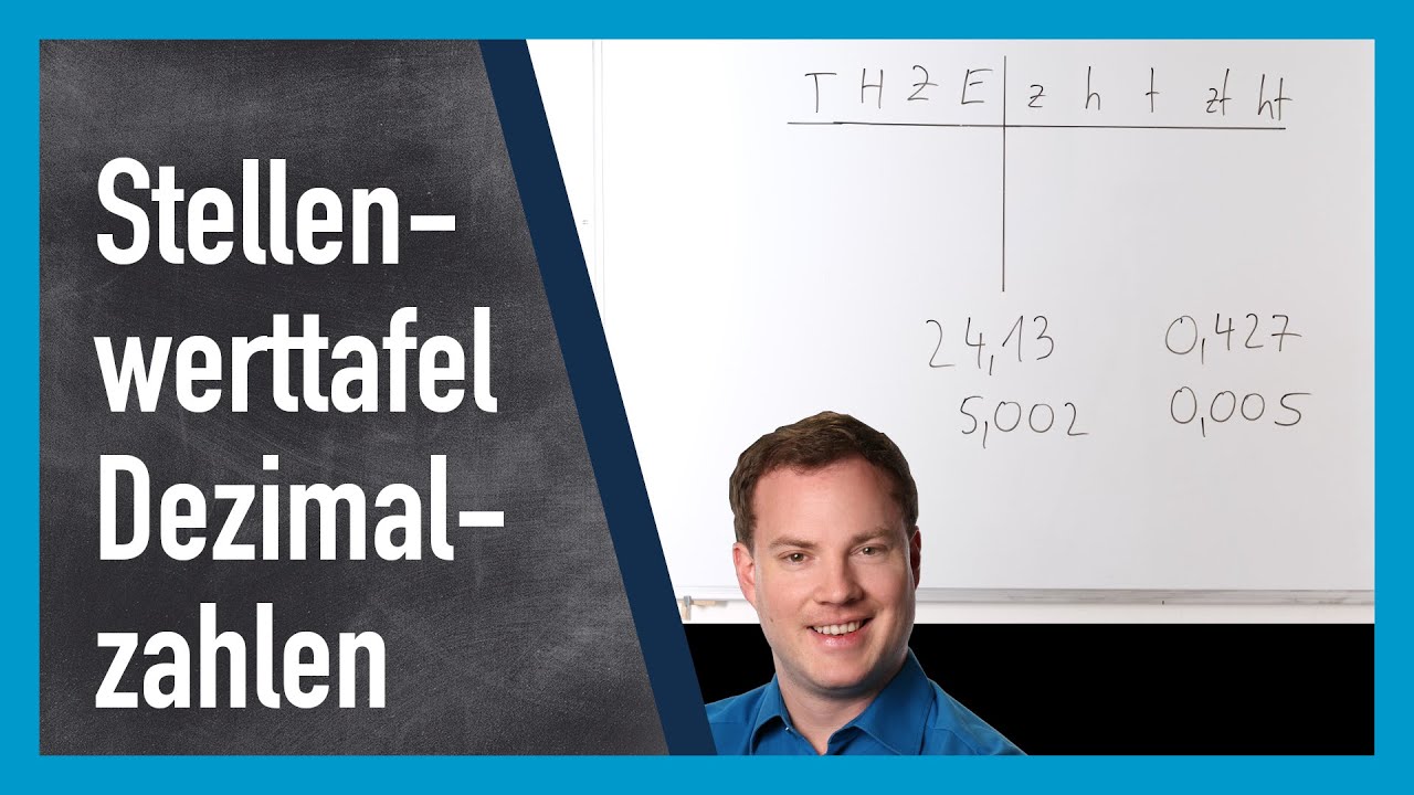 Dezimalzahlen in Stellenwerttafel (Stellenwerttabelle), 6. Klasse Mathematik