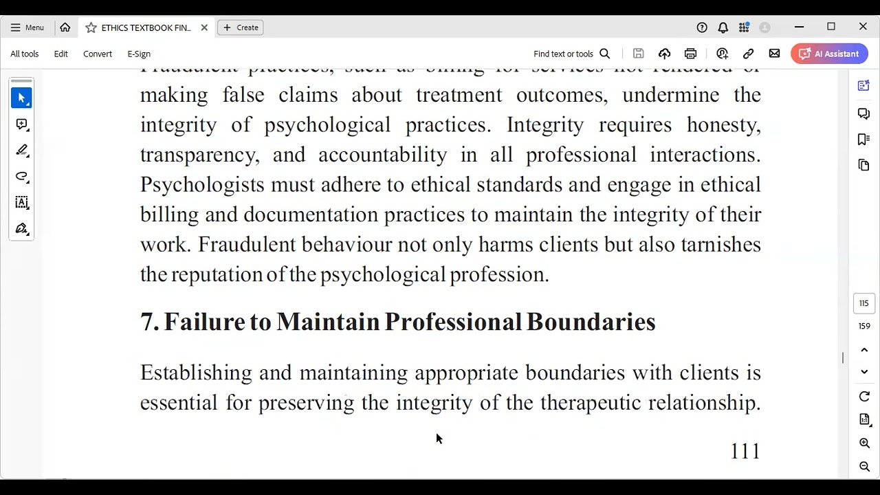 INTEGRITY IN PSYCHOLOGICAL PRACTICES