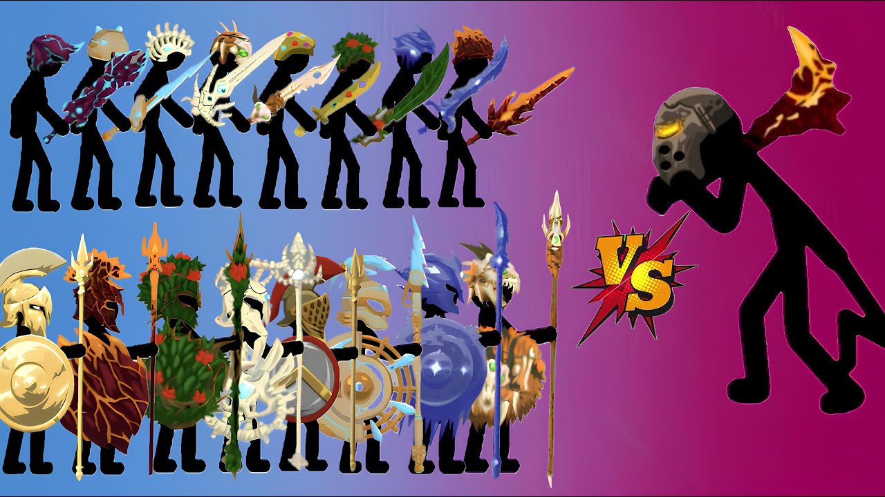 All the soldiers in uniform wielding swords and spears were used to fight against the giant leader.