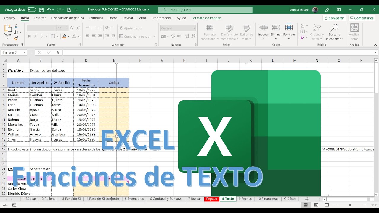 EXCEL Funciones de texto