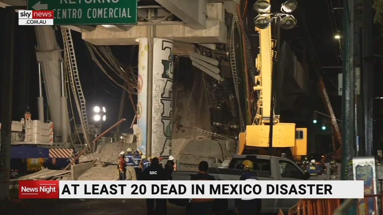 At least 20 people dead after train bridge collapses in Mexico City