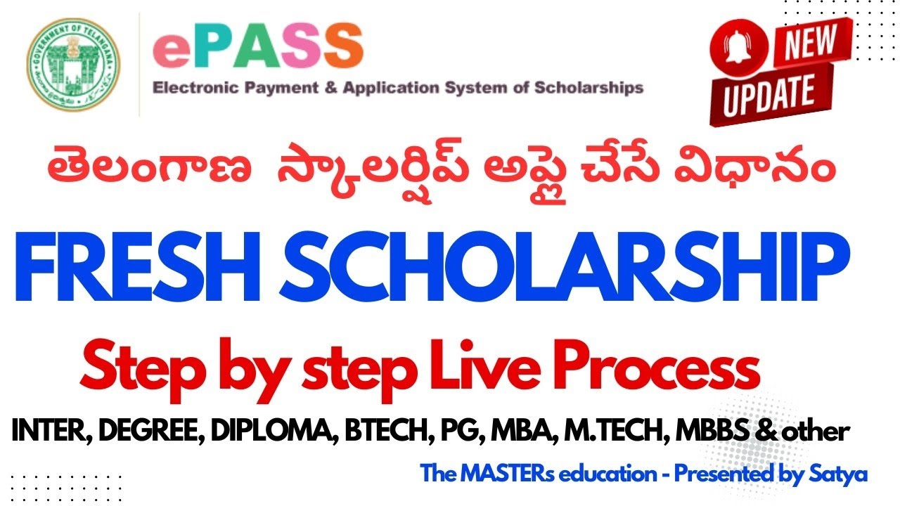 TELANGANA FRESH SCHOLARSHIP APPLICATION PROCESS 2024-25 BED PG MBA MCA BTECH DED  స్కాలర్షిప్ అప్లై