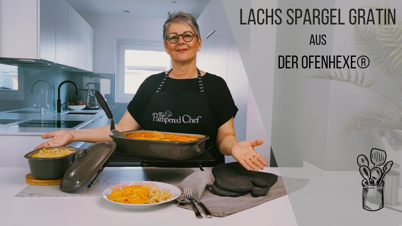 Lachs-Spargel-Gratin aus der Ofenhexe® mit Reis aus dem Zaubermeister Lily® | leckeres Mittagessen