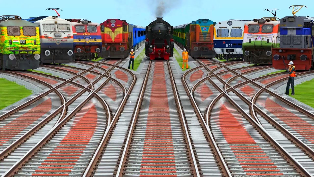 🧩All Realistic Trains Run At Curve Branches Railroad Tracks | train videos indian railways 