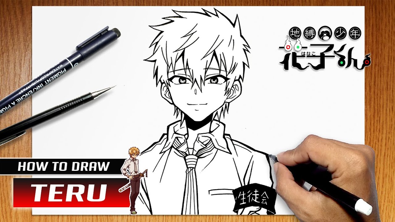 How to draw Minamoto Teru from Jibaku Shounen Hanako kun