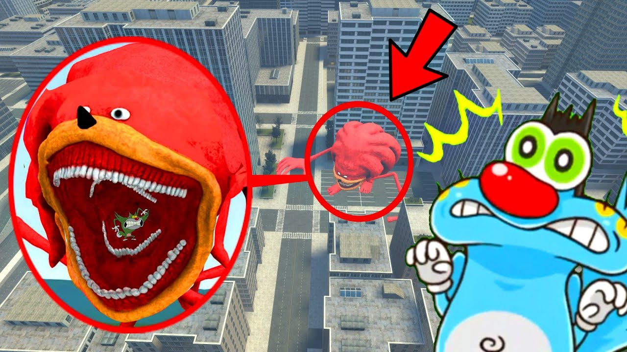 Oggy's Drone Catches Shin KNUCKLES Sonic Tapes In Big City Garry's Mods With Jack
