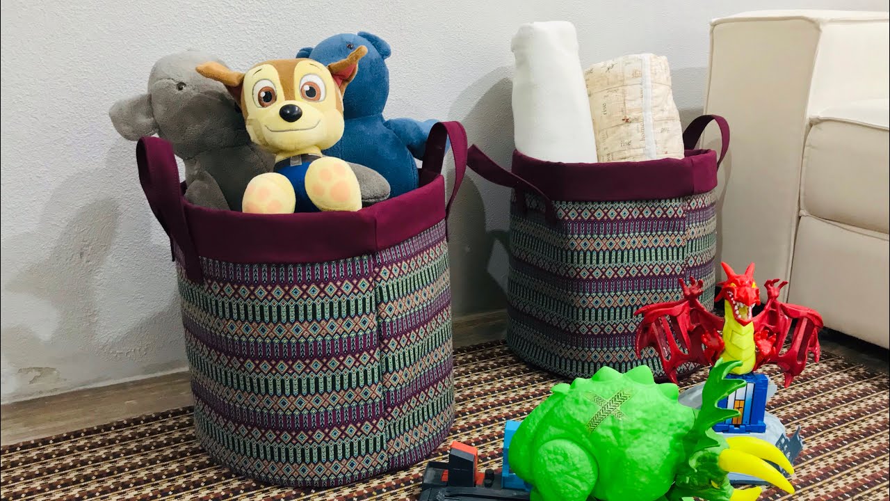 DIY-Faça você mesmo um cesto organizador, sacola ecológico-How to make a fabric organizer basket.