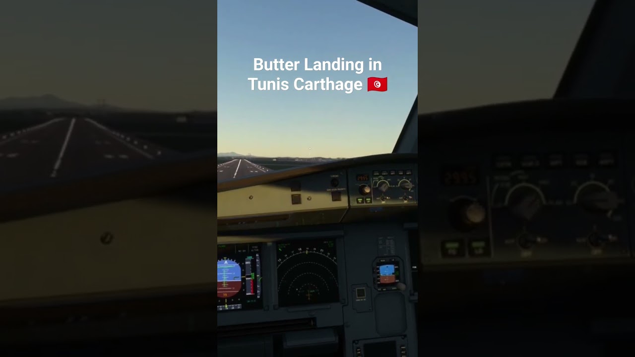[Cockpit View] Butter Landing in Tunis Carthage International Airport