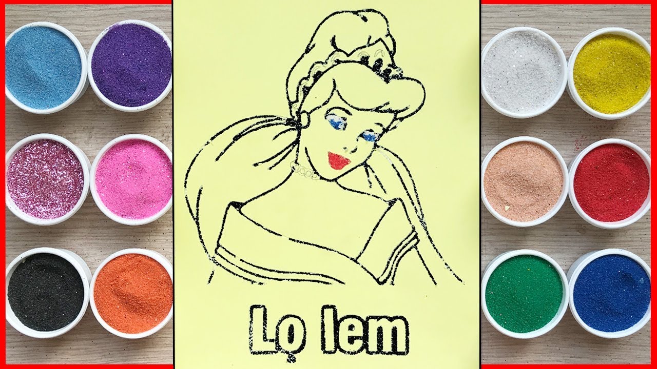 Đồ chơi trẻ em TÔ MÀU TRANH CÁT LỌ LEM CÔNG CHÚA XINH ĐẸP - Sand painting cinderella (Chim Xinh)