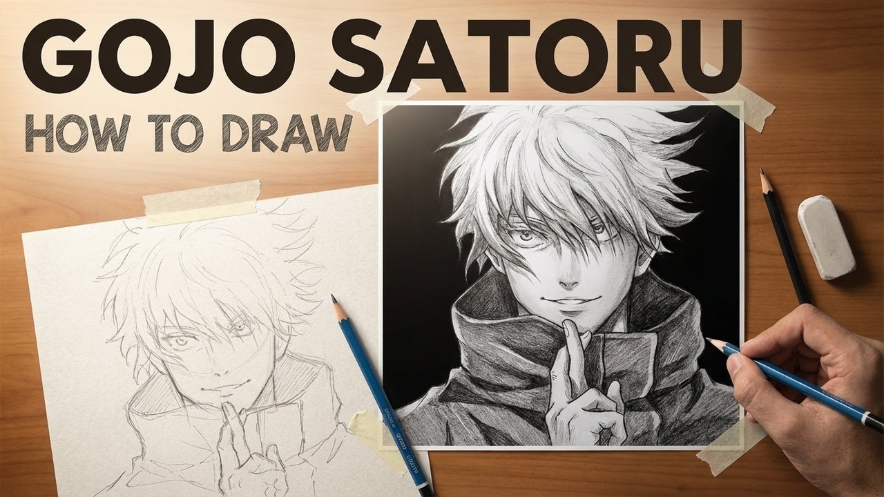 How to draw gojo satoru pancile drawing ||jujutsu kaisen||