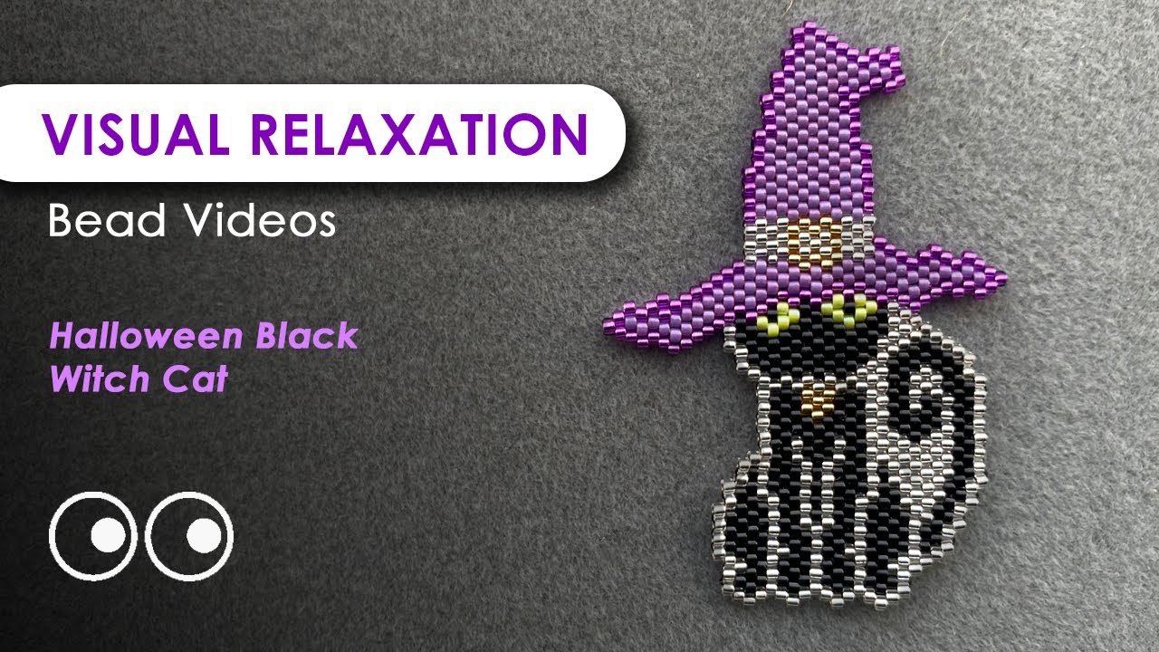 BLACK WITCH HALLOWEEN CAT FULL VIDEO PROCESS - creating miniature brick stitch miyuki bead pattern