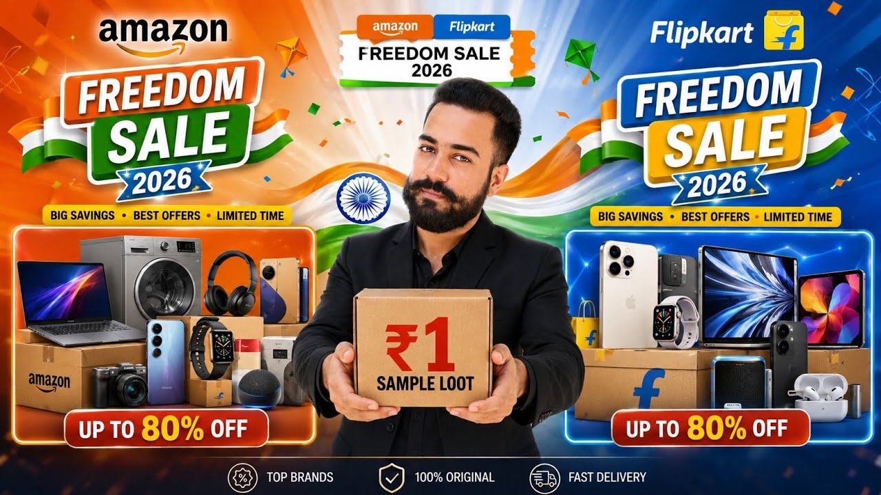Flipkart Amazon Sale 2026! Amazon Flipkart Freedom Sale! Amazon Free Prime Membership! ₹1 Loot Offer