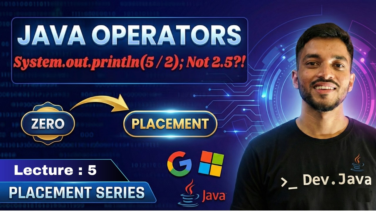 Java Operators Complete Deep Dive | Arithmetic, Logical & Bitwise in Hindi | DevDotJava