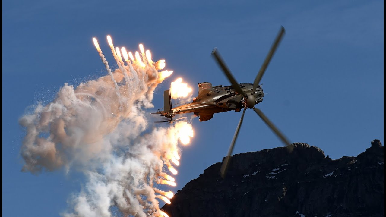Awesome 128 Flares fired!! The Swiss Super Puma Display Team  AXALP22