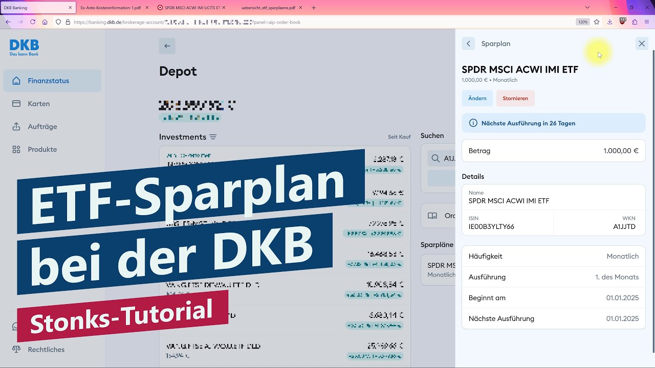 ETF-Sparplan bei der DKB einrichten &ndash; Tutorial, Anleitung f&uuml;r Anf&auml;nger